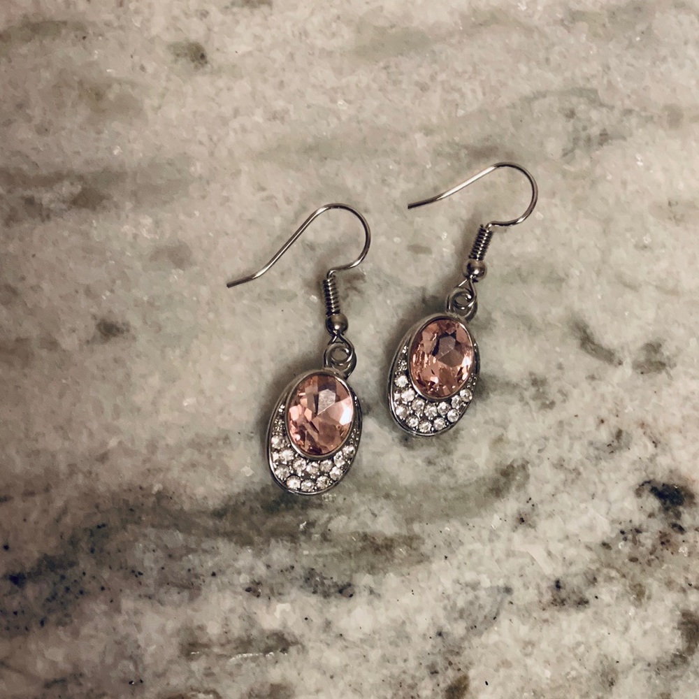 Paparazzi pink rhinestone earrings